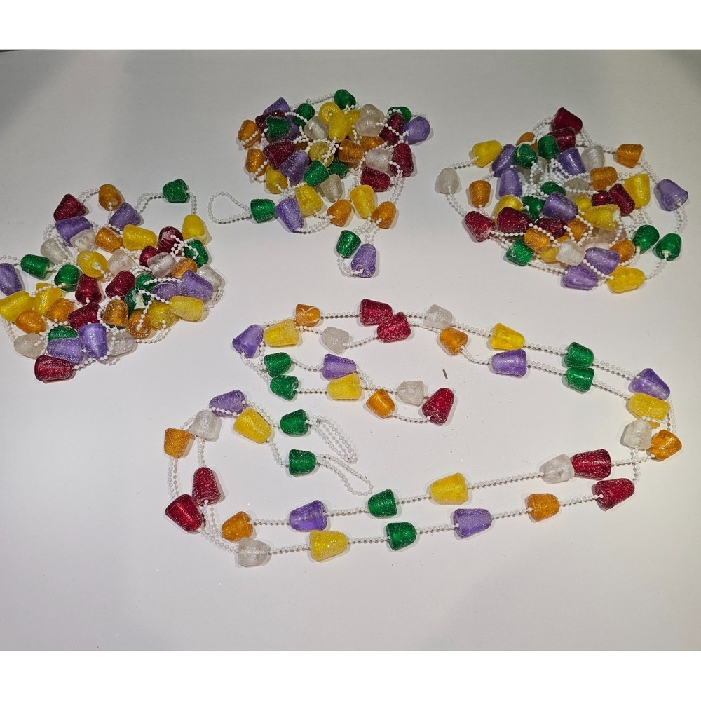 VTG Sugared Gumdrop Christmas Garland Red Green White Purple Yellow 32 Feet